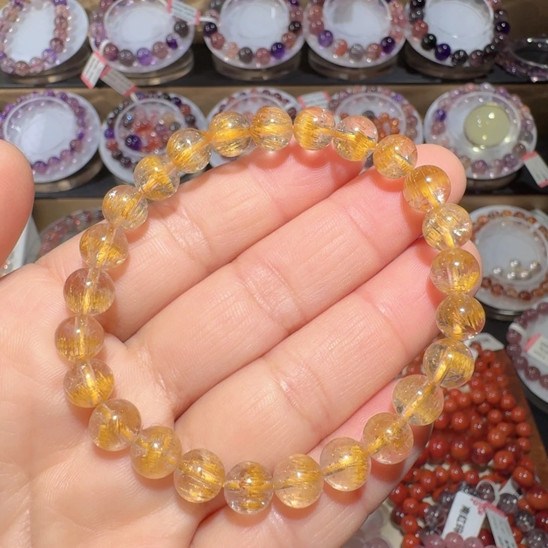 未镶嵌水晶手链7.7mm黄超七手串