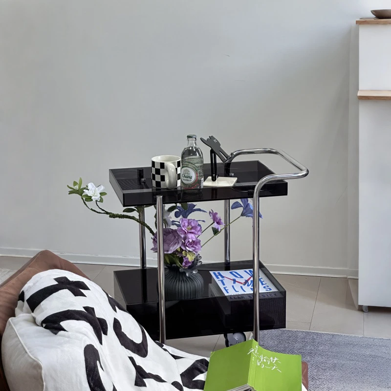 亚克力推车边几高颜值客厅沙发收纳置物架可移动中古小推车