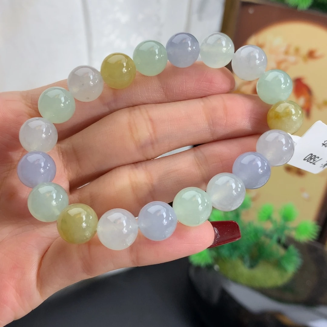 翡翠未镶嵌手串卡10冰胶多宝手串