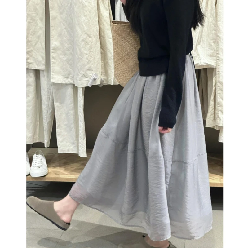 梦中情纱！银灰色真的很有清冷感～韩系温柔风气质半身纱裙子春夏