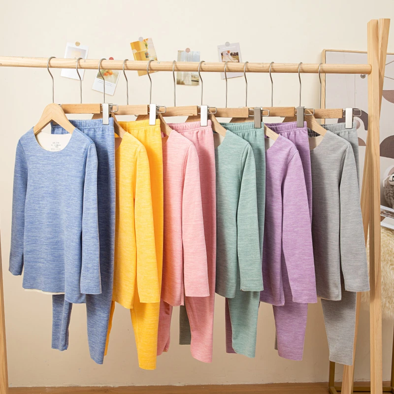 【三艺纺织】炫彩德绒儿童保暖内衣套装男童女童加厚纯色长袖秋冬