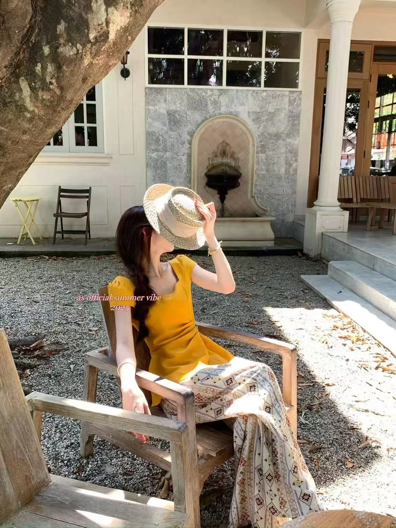 包袖方领泡泡袖系带法式夏季衬衫显瘦时尚设计感修身