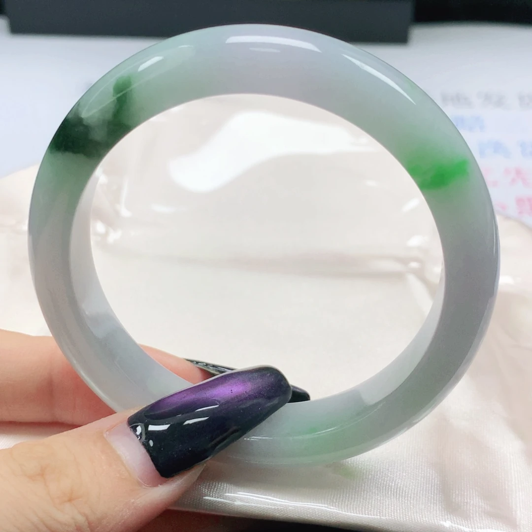 未镶嵌手镯翡翠翡翠55.1飘阳绿正圈