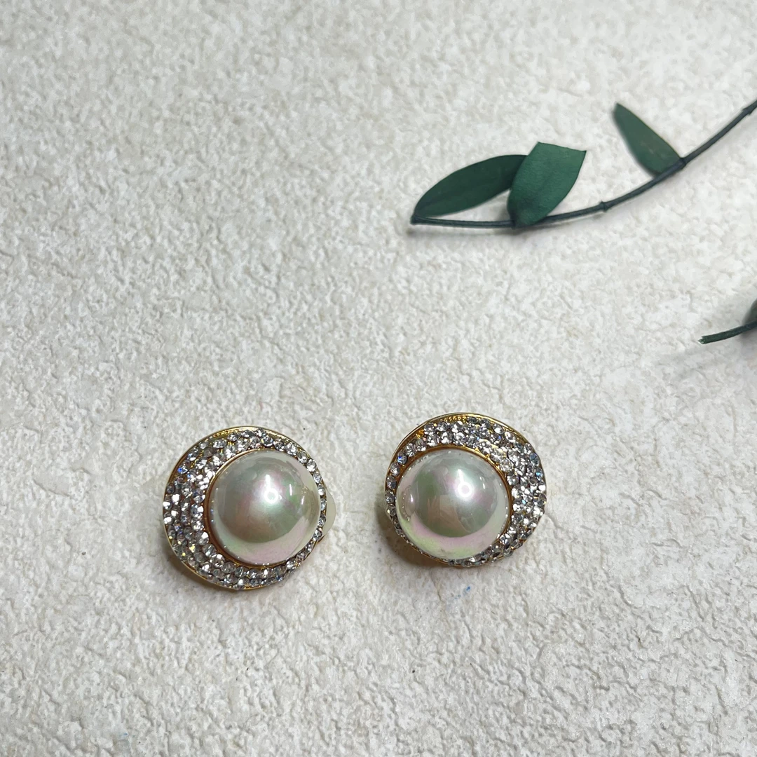 铜合金仿珍珠耳饰 【六六中古】孤品复古耳夹ap6742