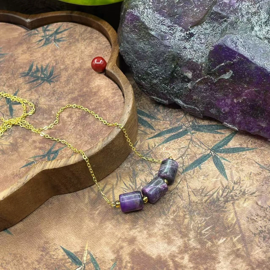 含辰砂工艺品【繁花珠宝甄选】老油紫桶珠锁骨链RX542