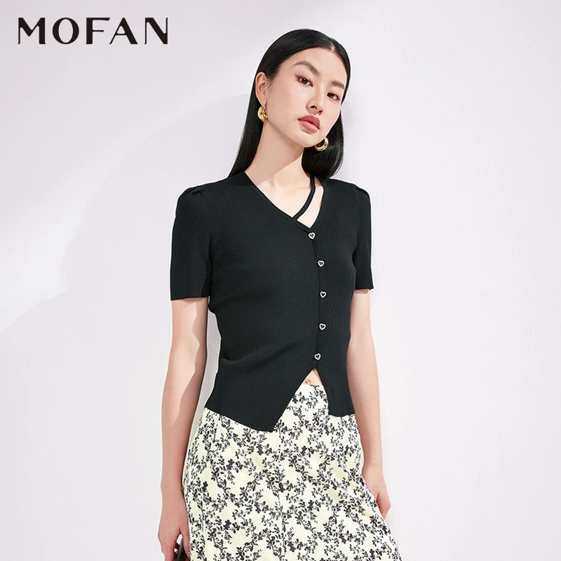 【丽公主专属】MOFAN摩凡夏新款黑色毛针织衫MKZ369968