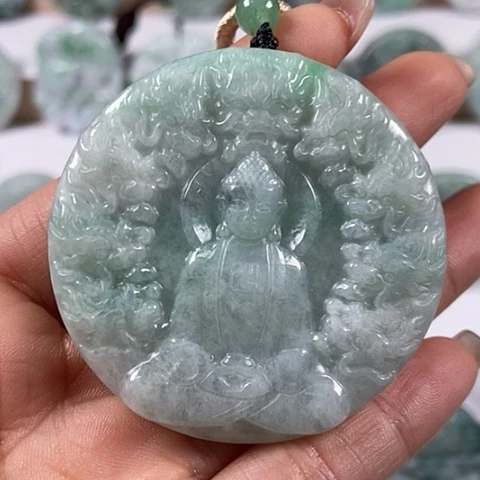 翡翠颈饰未镶嵌凤凰九龙大日如来两面工福利