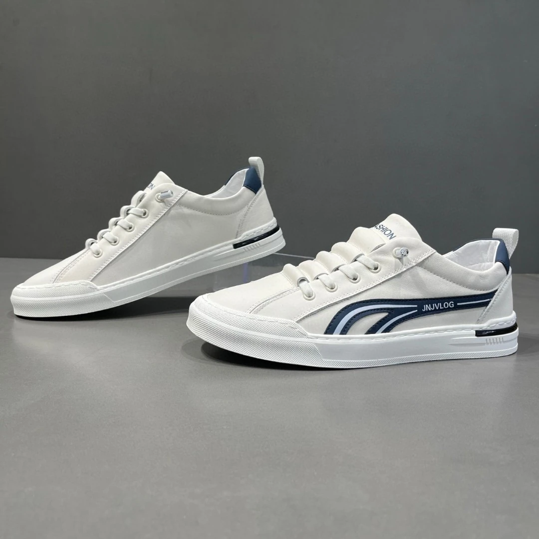 小白鞋男2025夏季新款透气真皮板鞋男士潮流一脚蹬休闲平底运动鞋