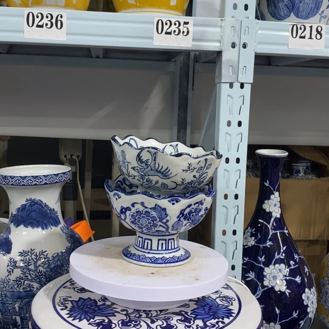 瓶两个高脚碗花瓶摆件
