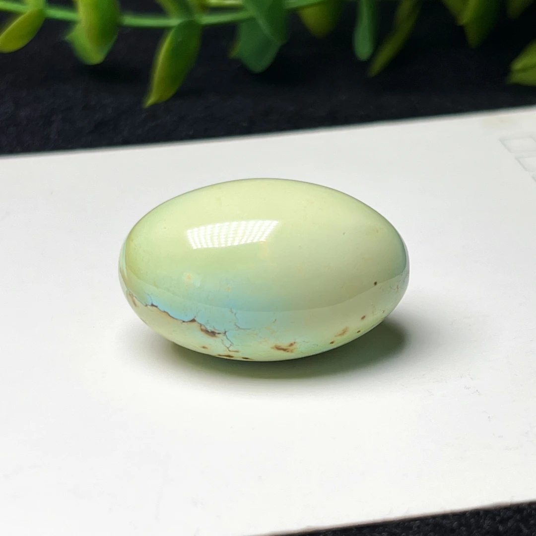 原矿高瓷无优化绿松石大枣珠 直径19对孔30mm果绿色特色水波纹