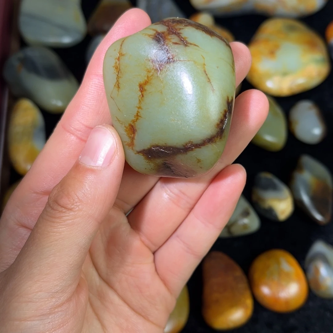 和田玉未镶嵌耳饰105g