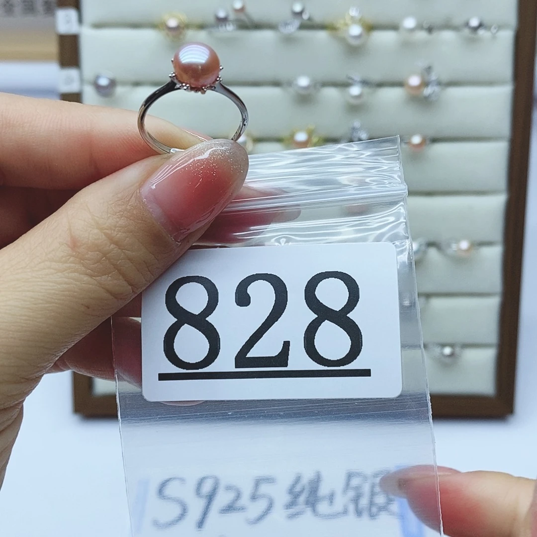 淡水珍珠戒指银S925镶嵌828