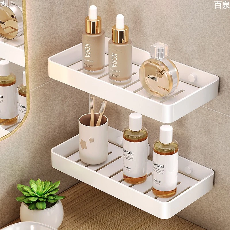 浴室置物架厕所洗手间洗漱台墙上卫生间妆品收纳挂架免打孔壁挂式