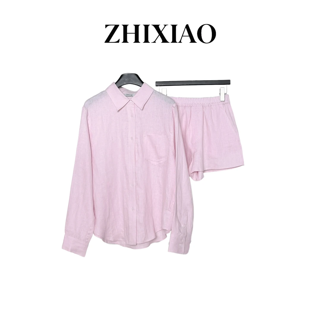【ZHIXIAO】夏季新款：麻料长袖衬衣套装13150