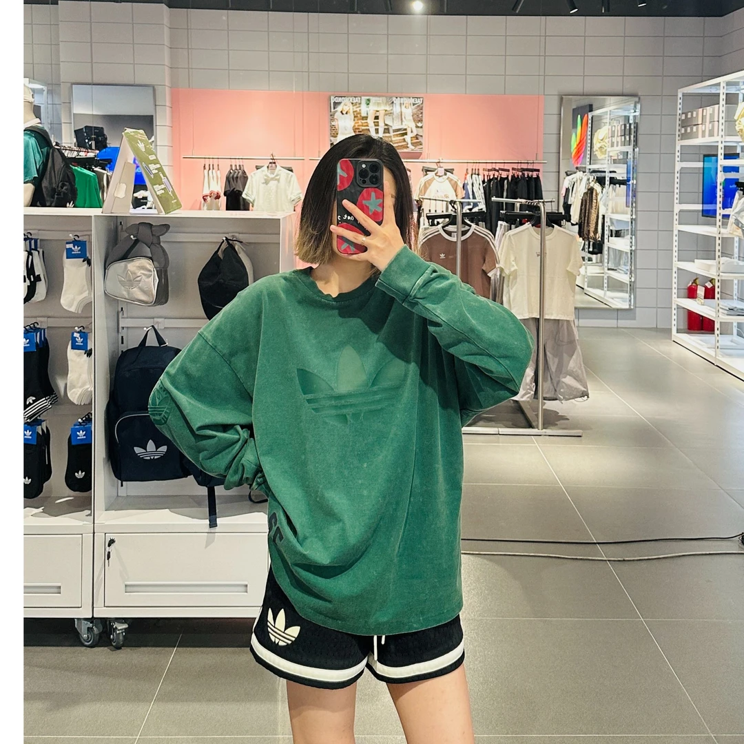 adidas/阿迪达斯三叶草STREET WASHED TOP 纯棉运动长袖T恤JN0778