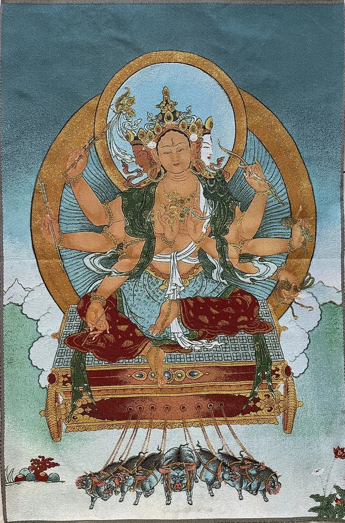 刺绣织锦斗姆元君90cm*60cm客厅背景墙玄关入户过道挂画茶室佛堂