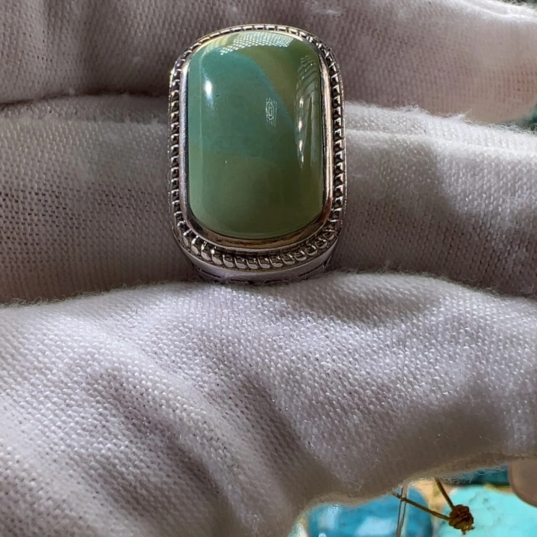 绿松石银S925镶嵌戒指