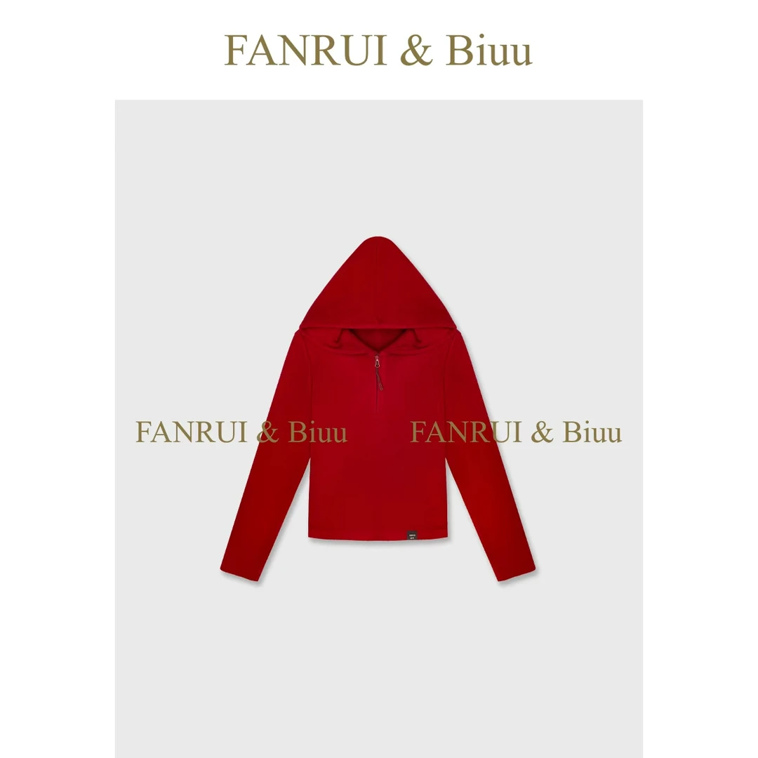 FANRUI/泛芮 「芋雾织晨」磨毛半拉链纯色简约百搭打底卫衣B19413