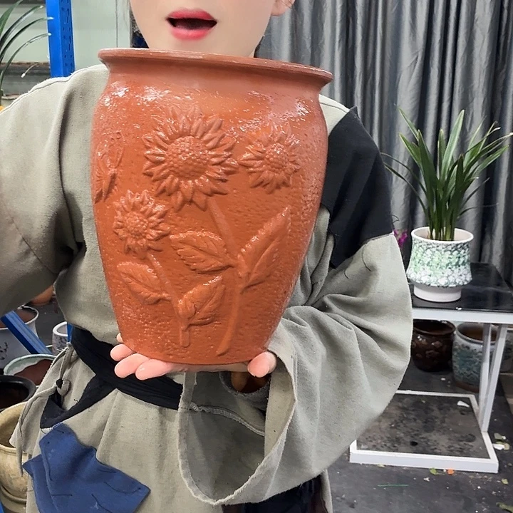 19×24 -粗陶花盆有孔-买买买