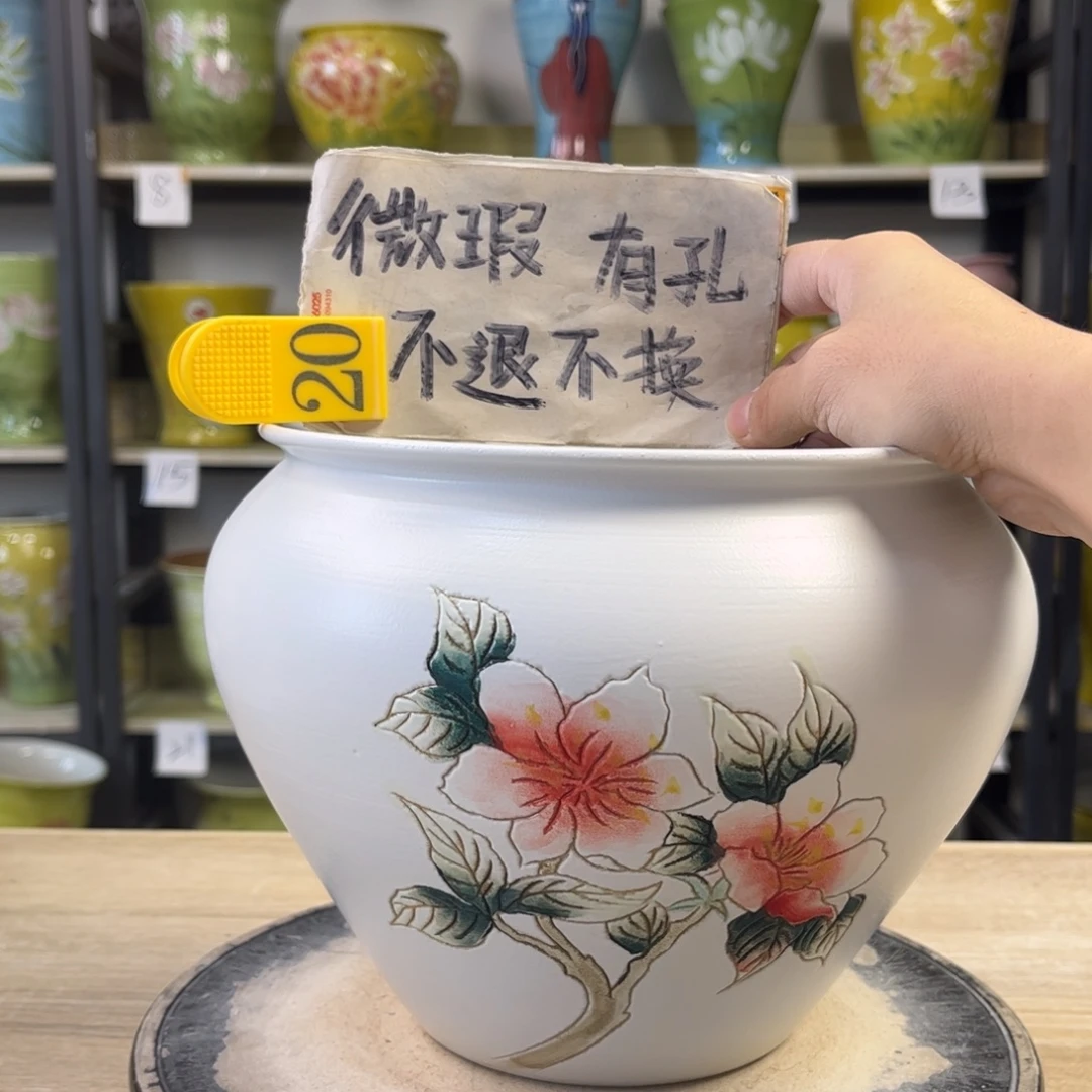 瓷片景德镇手绘手绘陶瓷花盆