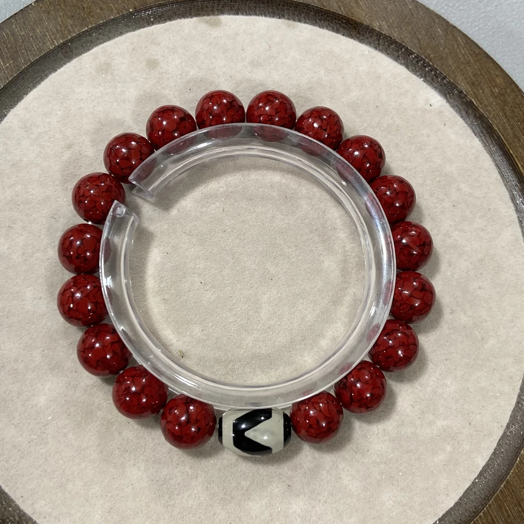 含辰砂工艺品C771晶体砂卡1.0圆珠单圈手串（合成）