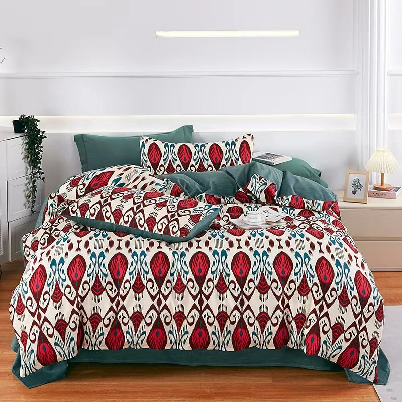 墨绿艾特莱斯墨绿单人双人四件套床印花