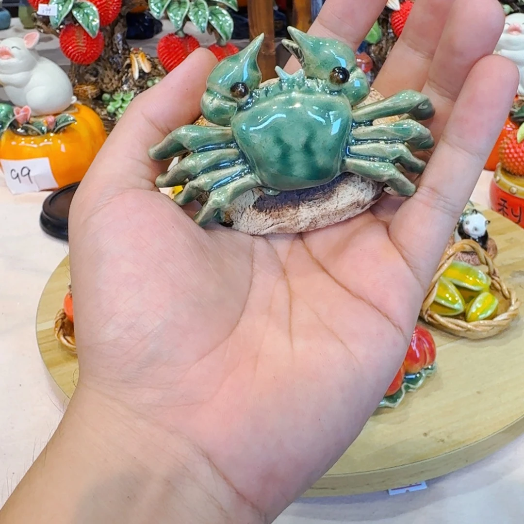 陶瓷小螃蟹摆件陶