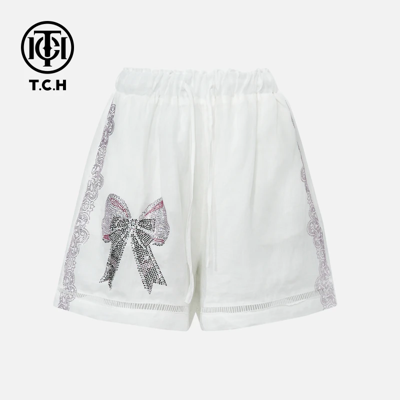 TCH私服烫钻工艺新时尚淑女百搭新潮流短裤女T75B21E5119轻奢tch