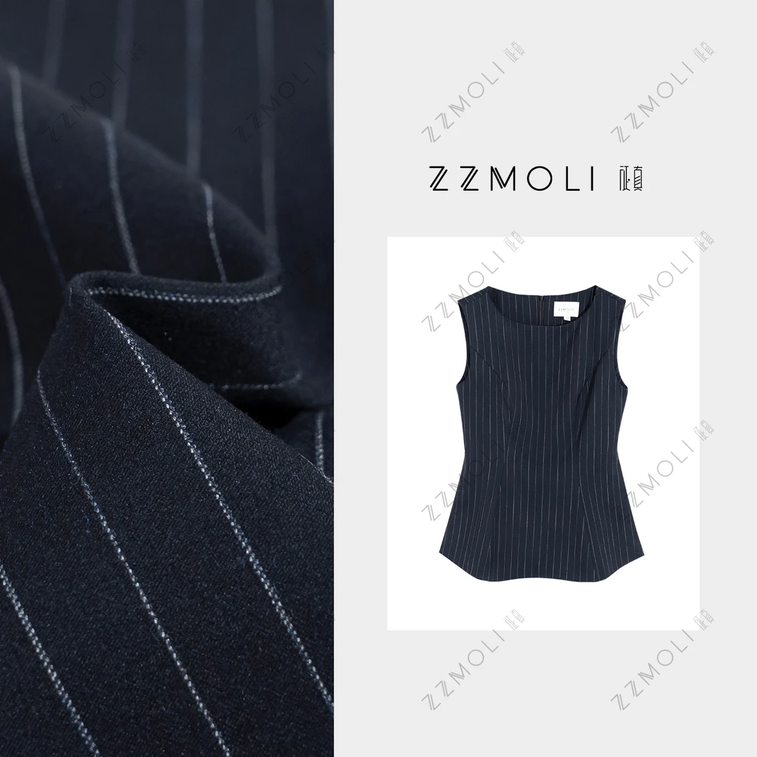 ZZMOLI夏季新款条纹收腰显瘦背心女款时尚洋气无袖衣服ZBY73788f