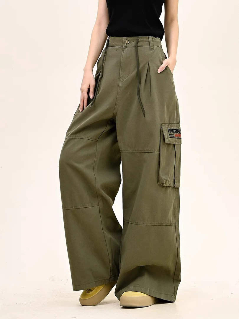 MX原创高街复古多口袋设计感工装裤男女宽松直筒美拉德休闲长裤子