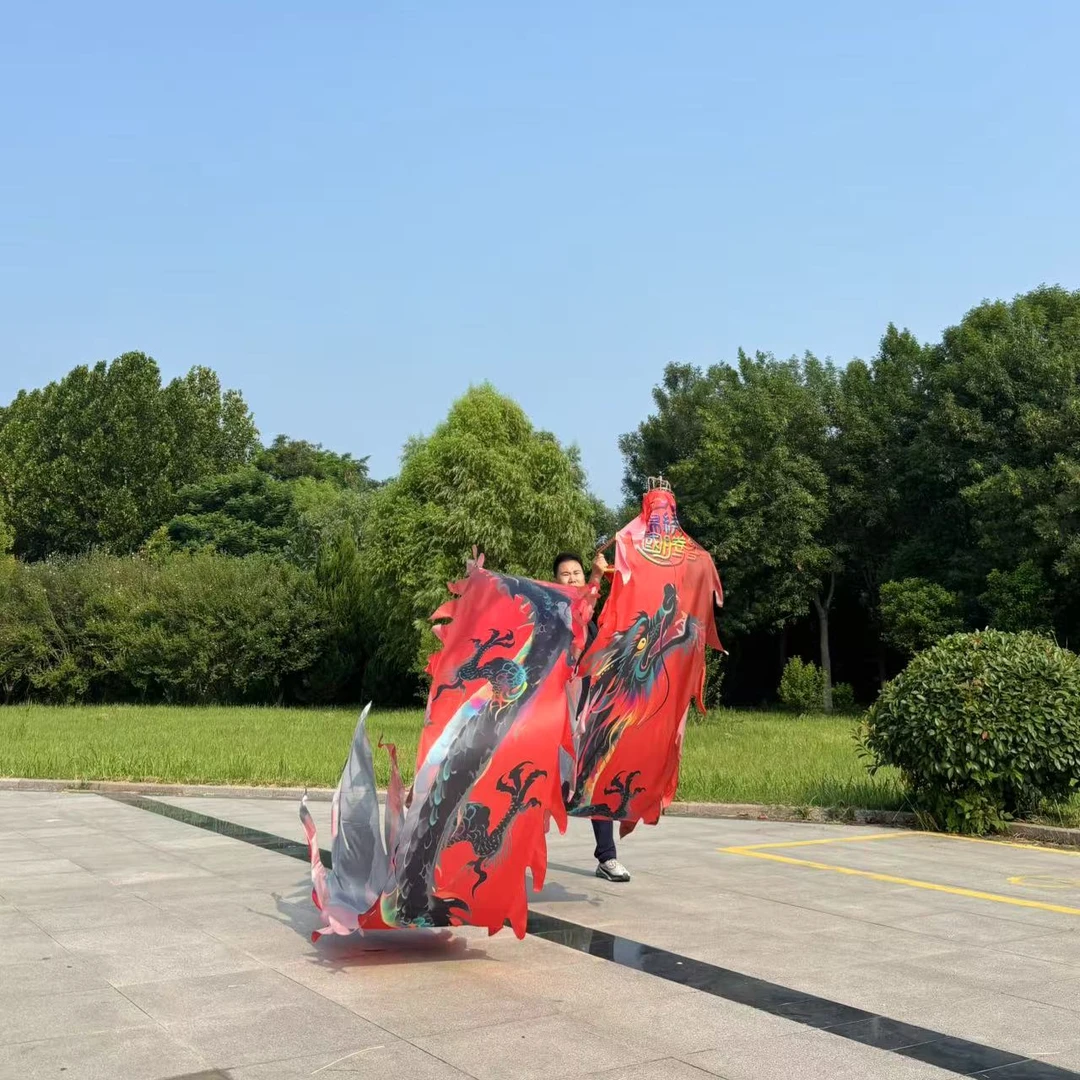 舞龙彩带8米水墨龙健身龙彩带龙不锈钢舞龙可水洗彩带套装龙头