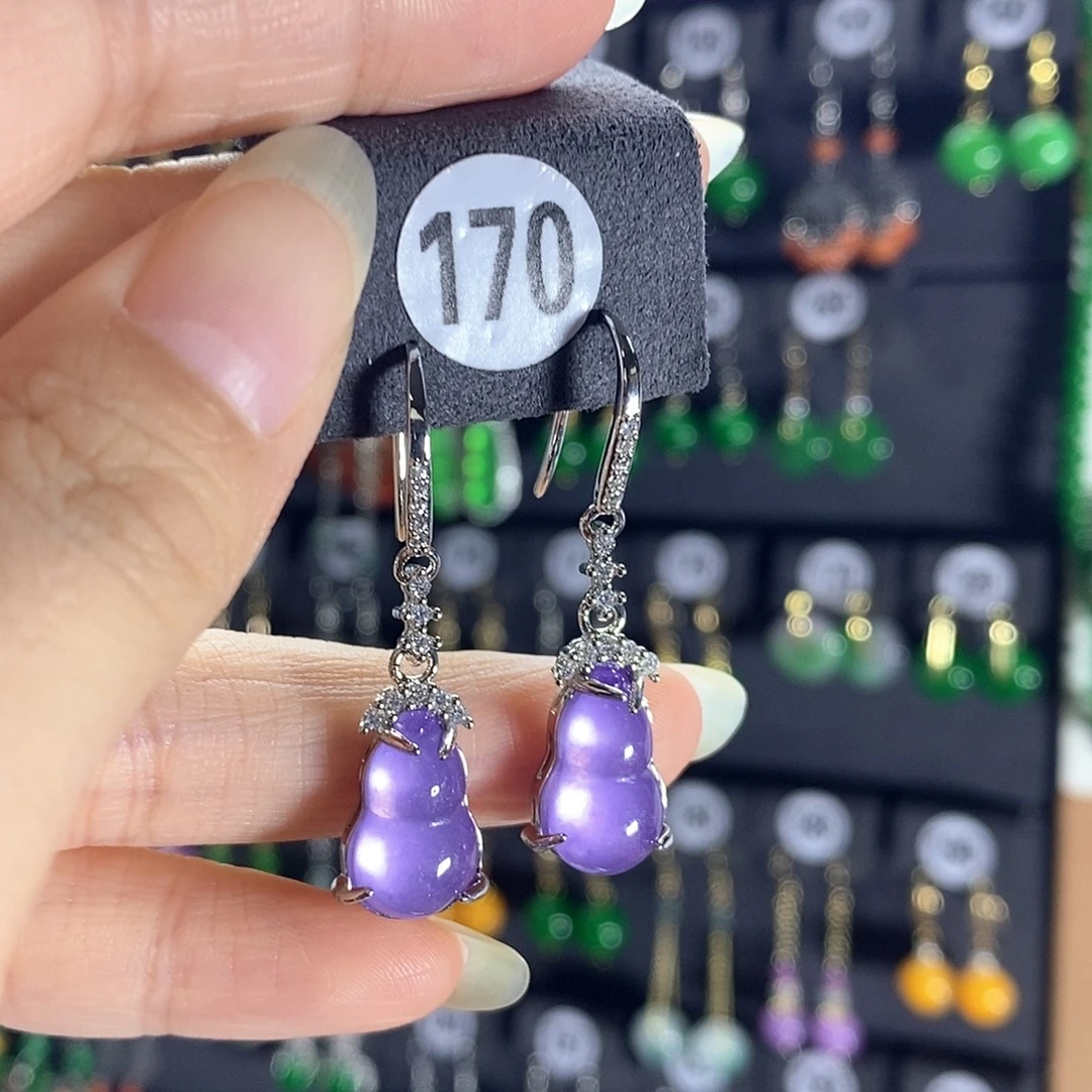 翡翠银S925镶嵌耳饰170