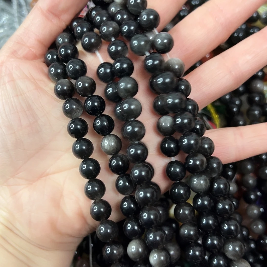 玛瑙/玉髓未镶嵌珠宝半成品，A级卡8银耀石一条