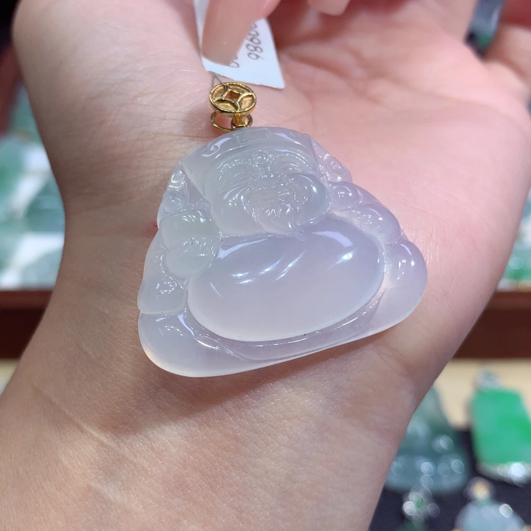 吊坠(不含链)18K金镶嵌翡翠