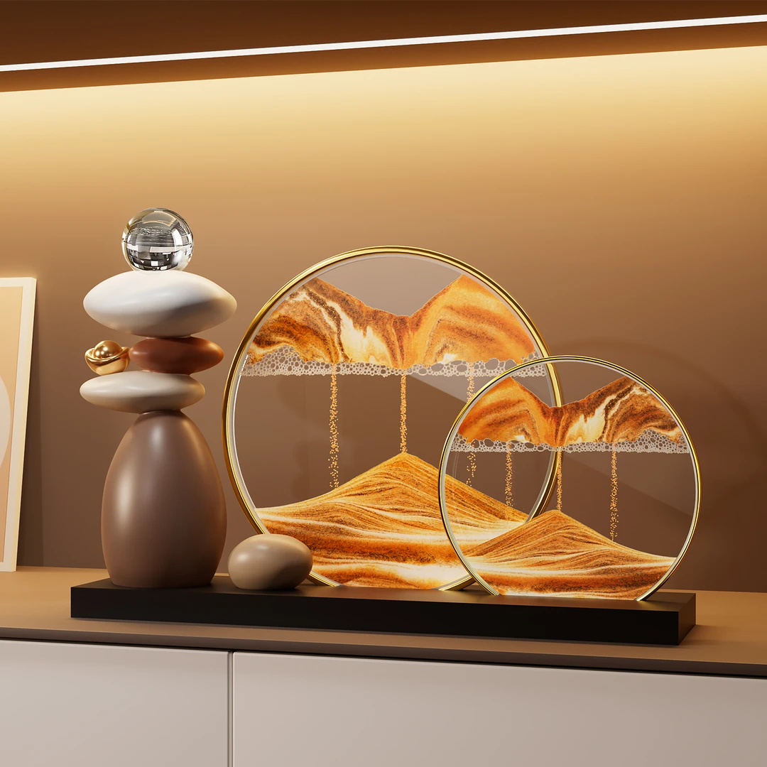 时来运转流沙画摆件招财玄关电视柜酒柜办公室装饰品乔迁新居礼品