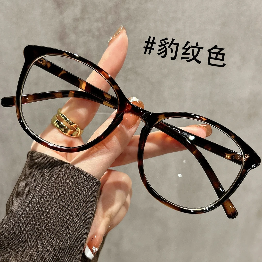 韩系豹纹镜框眼镜女近视可配高级感素颜防蓝光护眼无度数平光眼睛