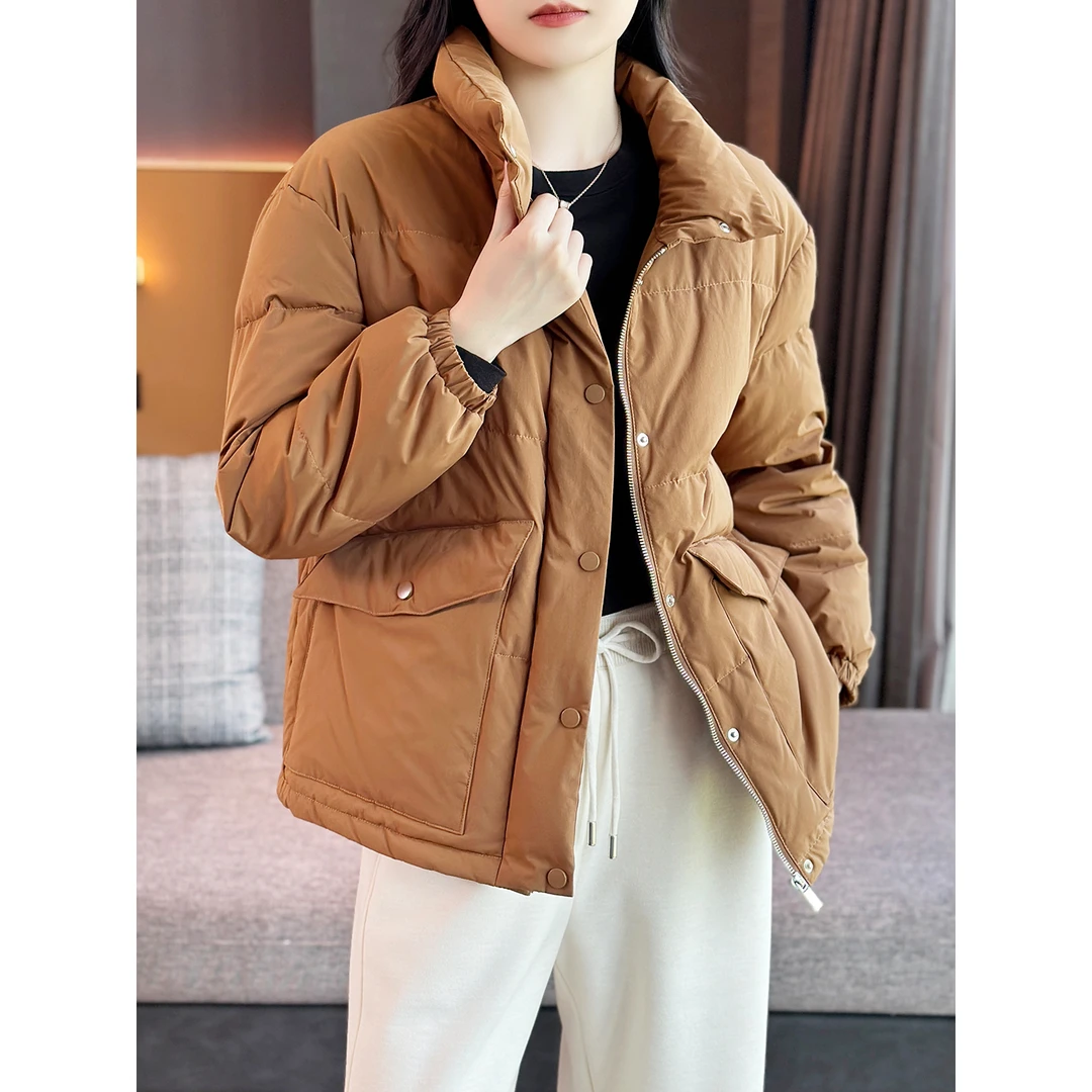 左左家 朗Z温暖有厚度~小个子休闲立领蓬松90白鹅绒羽绒服短外套