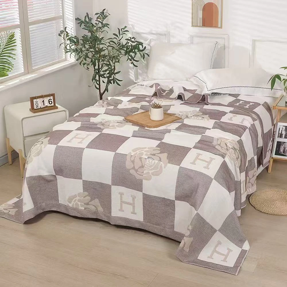 【DADONG·字母H】210*240雨露亚麻纱布毯轻奢多功能毯可机洗