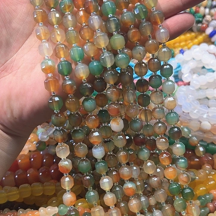 玛瑙/玉髓合金珠宝半成品孔雀玛瑙路路通一条9x10mm