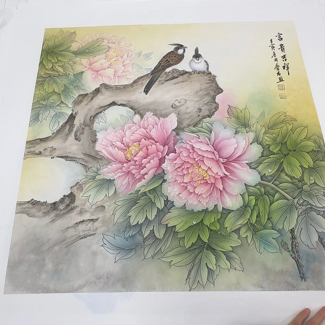 国画68*68纯手绘李庆友