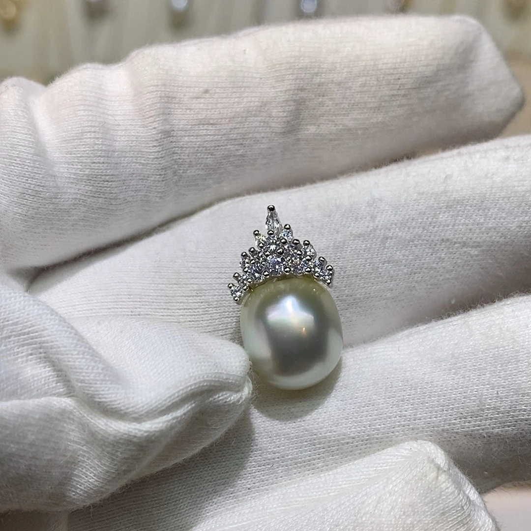 颈饰银S925镶嵌海水珍珠11-12澳白