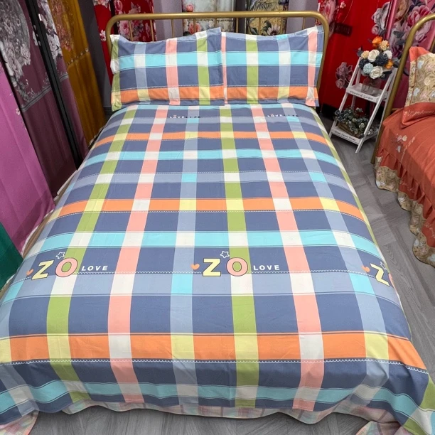 四季厚款碳素磨绒双人大床单2.3*2（-+5cm）【彩虹格子】柔软 舒适