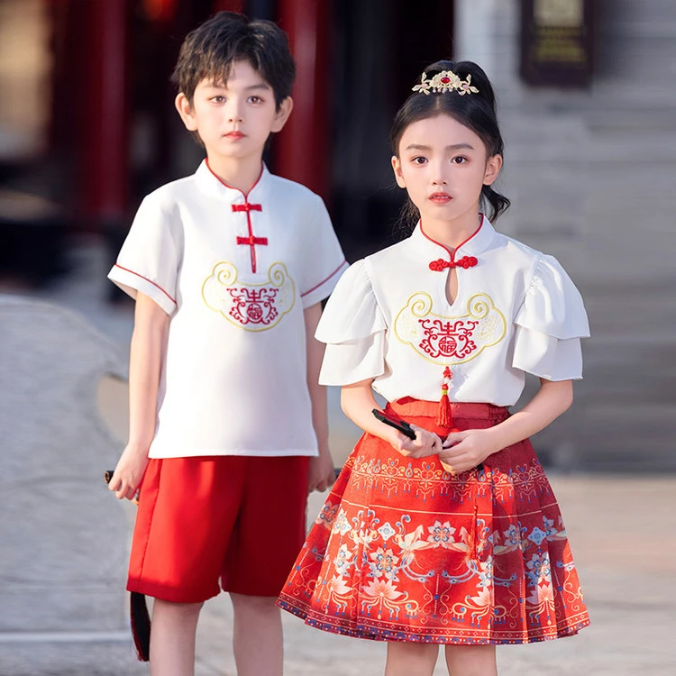 六一儿童演出服小学生中国风校服夏季园服汉服古装连衣裙汉服套装