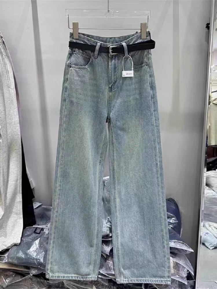 5211-AQ复古蓝微弹牛仔阔腿裤