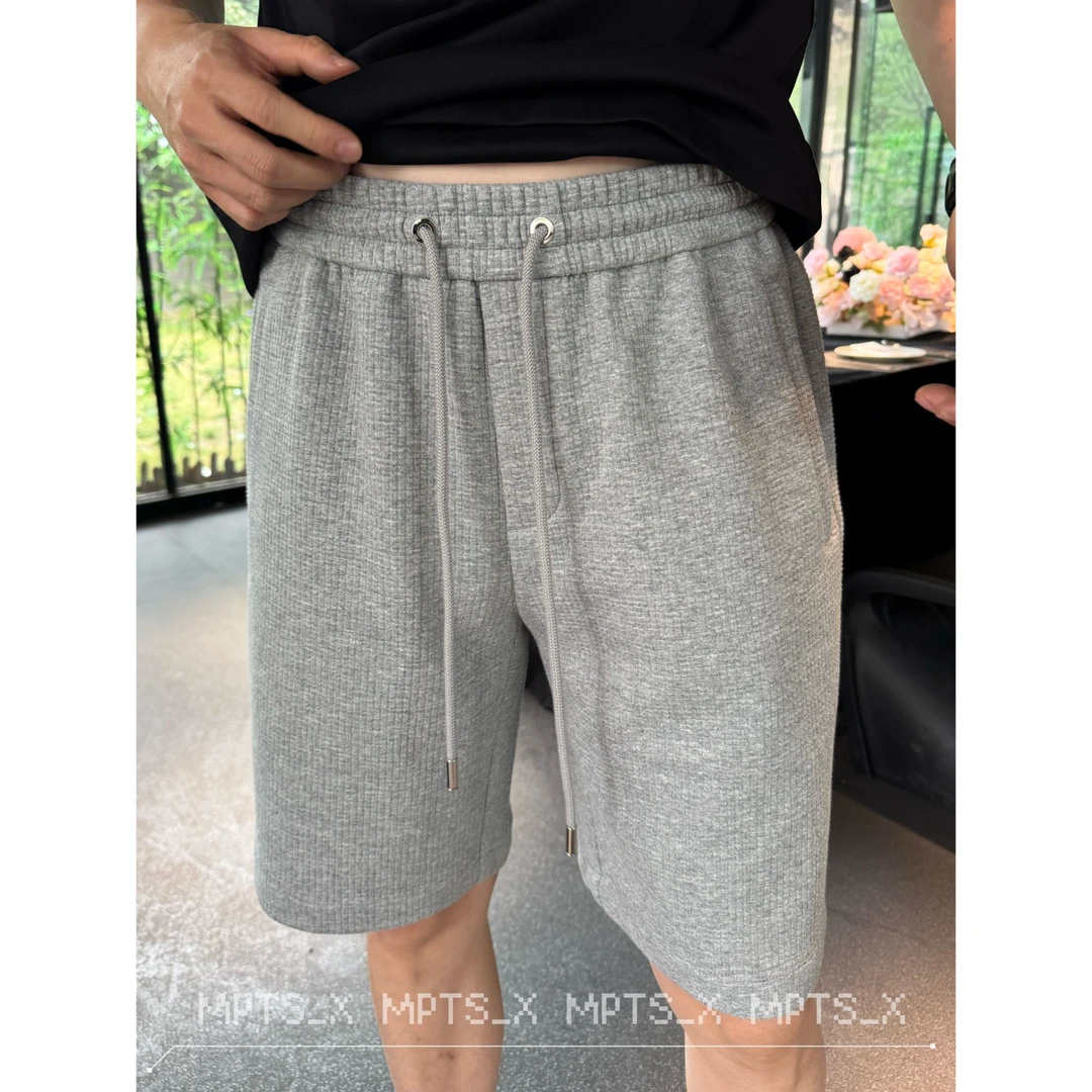 【黑标华夫格】铭品添尚2025夏季新款男纯色休闲松紧腰短裤#28003