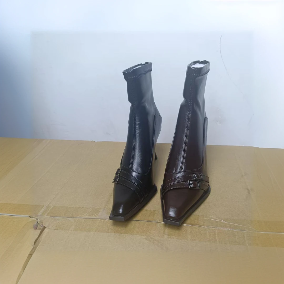 高跟尖头适用季节女女靴靴子猫跟跟鞋瘦瘦靴短靴细跟