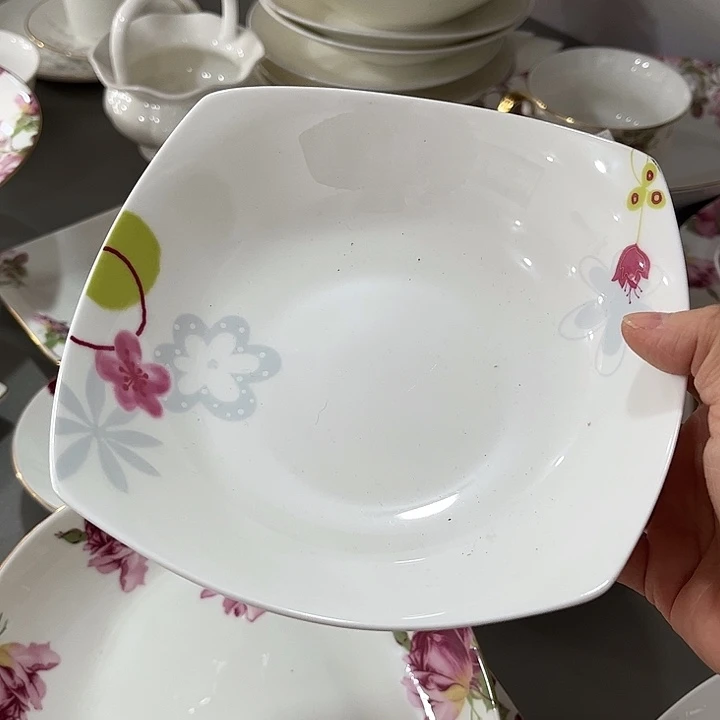 瓷片微瑕骨瓷方汤盘两个