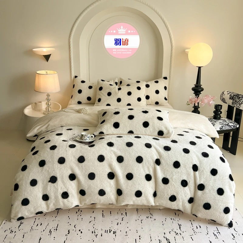 2025新款北欧雪兔绒加厚保暖牛奶绒四件套不掉毛可机洗床上用品