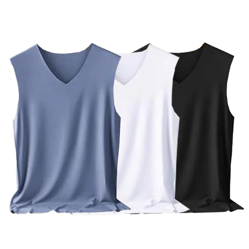 夏季无痕背心薄款内穿跑步无袖坎肩内衣男健身冰丝马甲打底汗衫男