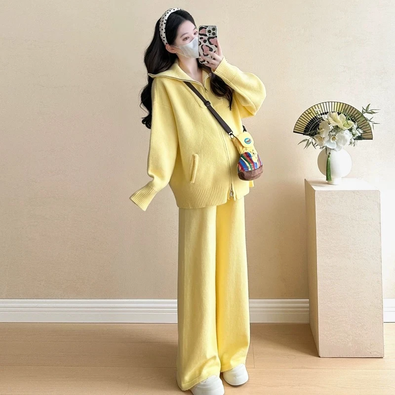 【西虹柿的红】软fufu时尚洋气针织休闲宽松气质显瘦套装双拉链口袋